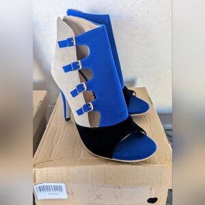 Chic Blue and Black Women's Heels